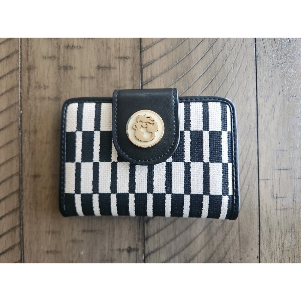 Spartina 449 Wallet Black Cream Rhett Yacht Club Geometric Linen Leather Coastal